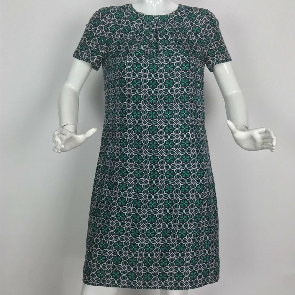 J Crew Dress Tunic Shift Geometric Short Sleeves open back women size 2